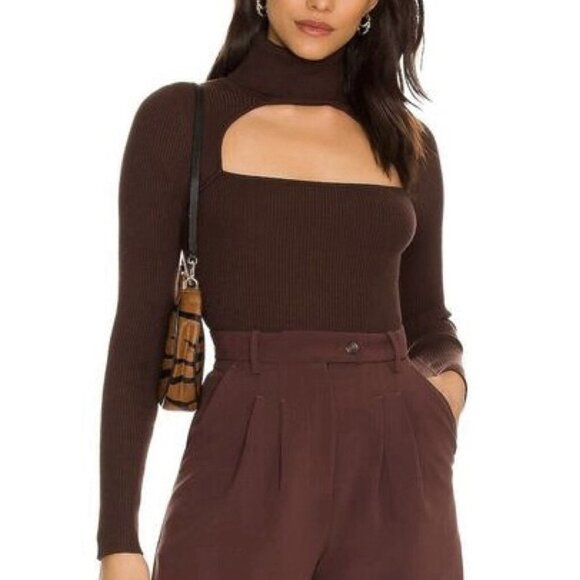 Camila Coelho Roscoe Cutout Turtleneck Sweater in Brown Women’s Size Small - Picture 1 of 8